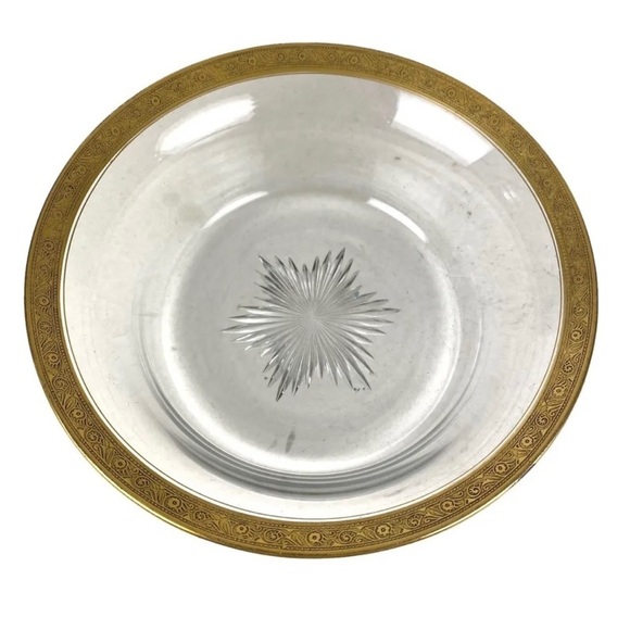 Vintage Theresienthal Minton Bernadotte Serving Bowl Gold Encrusted Rim Glass - Picture 3 of 9